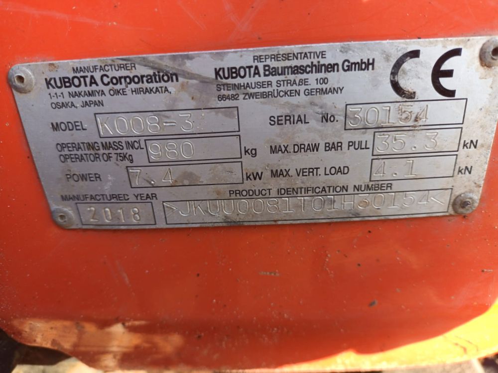 KUBOTA K008-3 EXCAVATOR (11037927) - Image 14